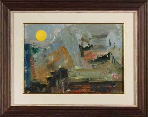 Никритин Соломон Борисович. Горный пейзаж с поездом